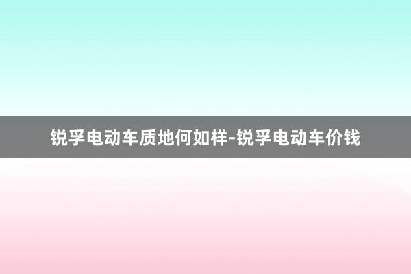锐孚电动车质地何如样-锐孚电动车价钱